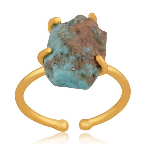Anillo de turquesa cruda, piedra natal del zodíaco de Sagitario y diciembre para venta al por mayor de BellaMira Home