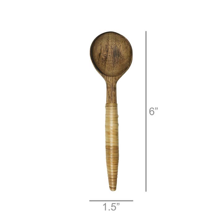 HomArt - Wholesale Kitchen Spoon - Kota Spoon, Mango Wood & Rattan - Sm
