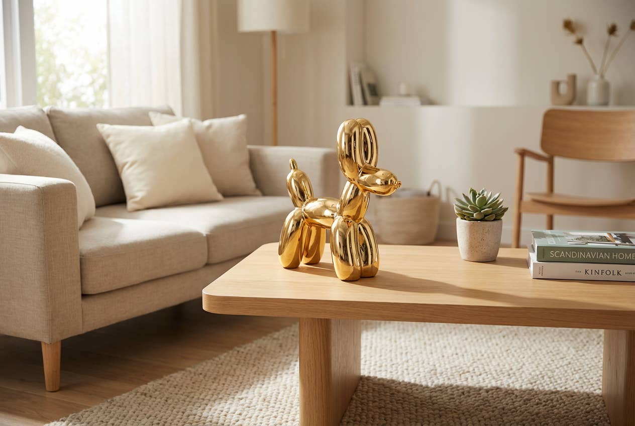 Flora Bunda Inc - Vente Sculpture - Sculpture Chien en Ballon Doré Métallique de 26,7 cm3