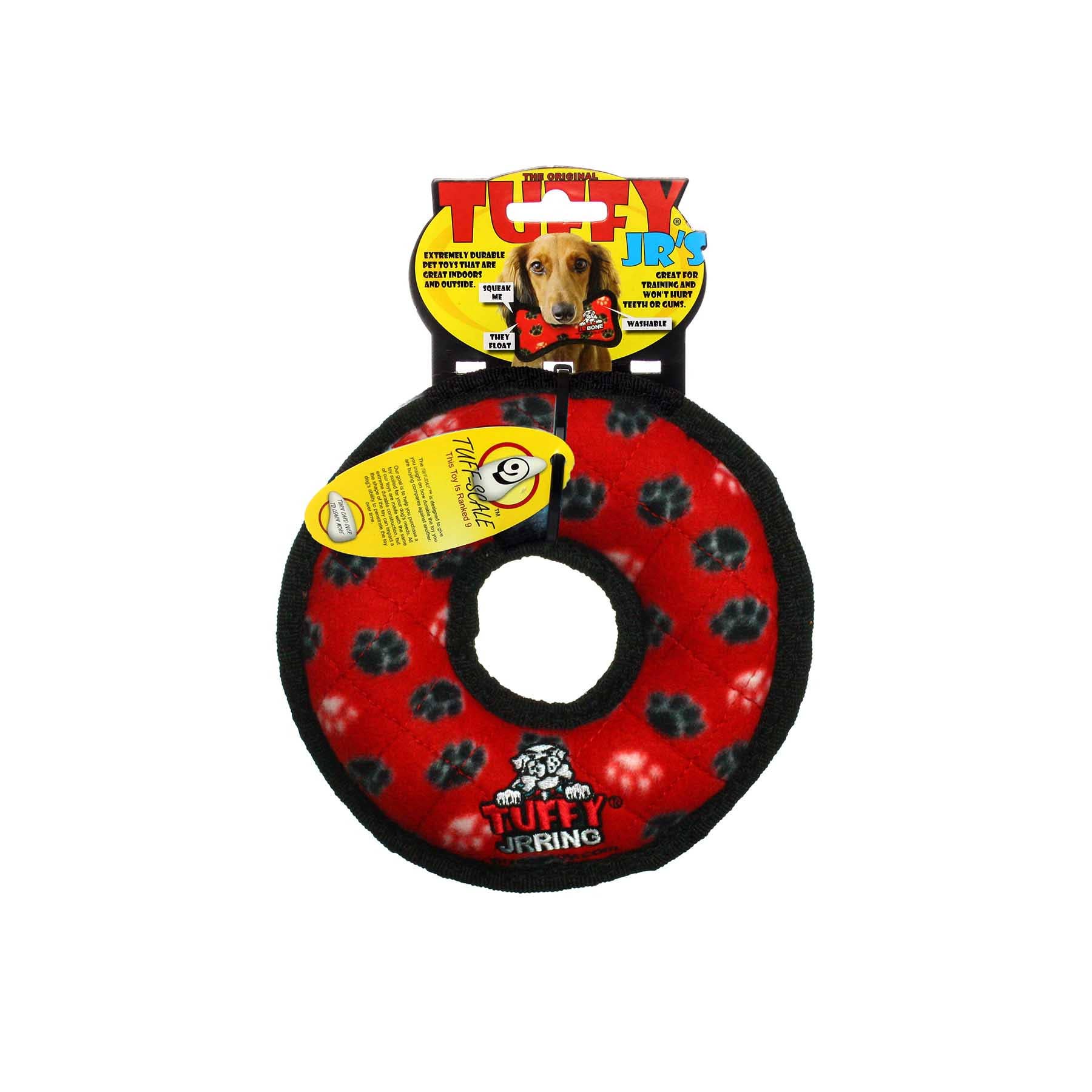 Tuffy Dog Toys - VIP Products - Wholesale Pet Squeaky Toy - Dog - Tuffy Jr Ring - Red Paw, Durable, Squeaky Dog Toy5