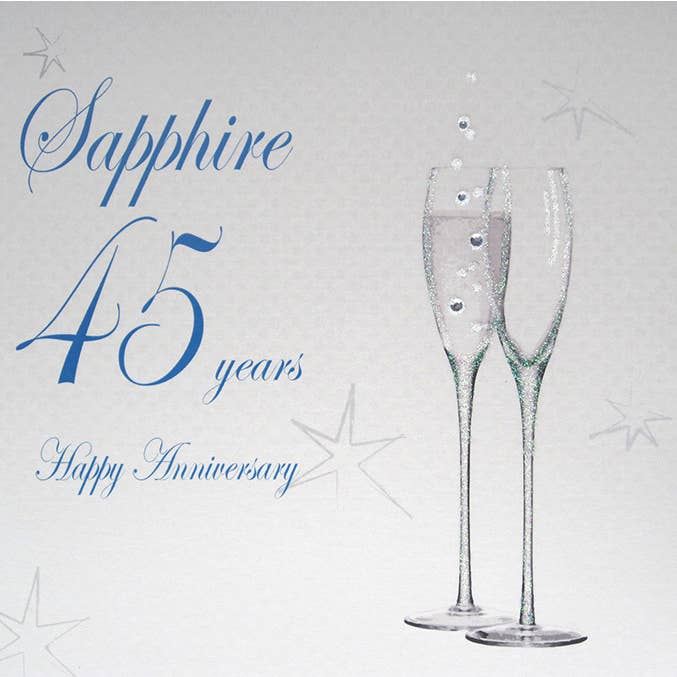 White Cotton Cards - Wholesale Anniversary Card - 45- Sapphire Anniversary Flutes (BD145)1