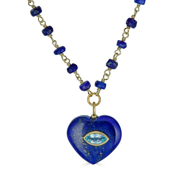 Blue Lapis Heart Bezel Pendant for wholesale by Rachel Reinhardt