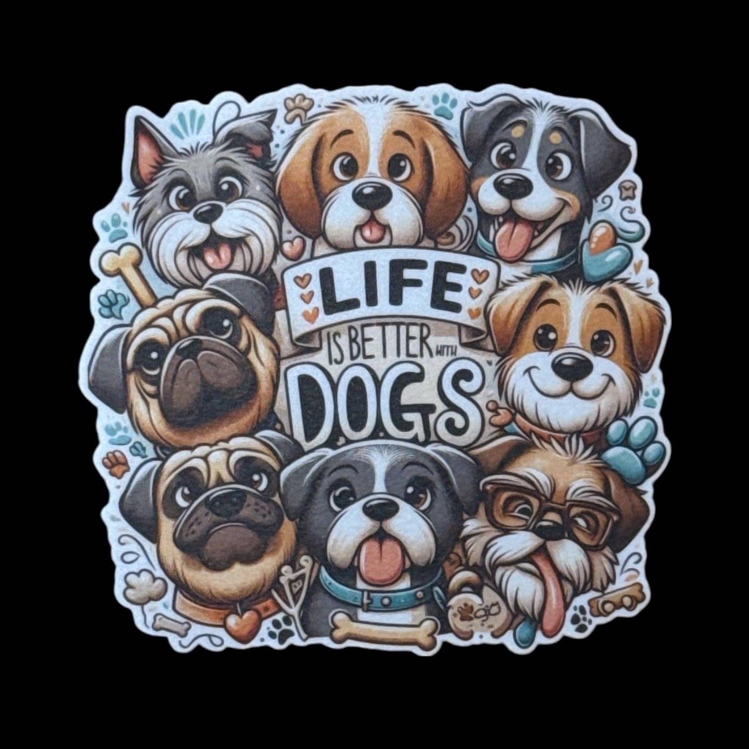 Corksee - Vente Autocollant - La vie est meilleure avec des chiens | Autocollant1