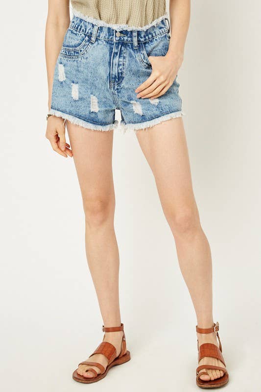 Lemon Tree - Wholesale Shorts - Women's - Womens Distressed Acid Wash Denim Shorts7