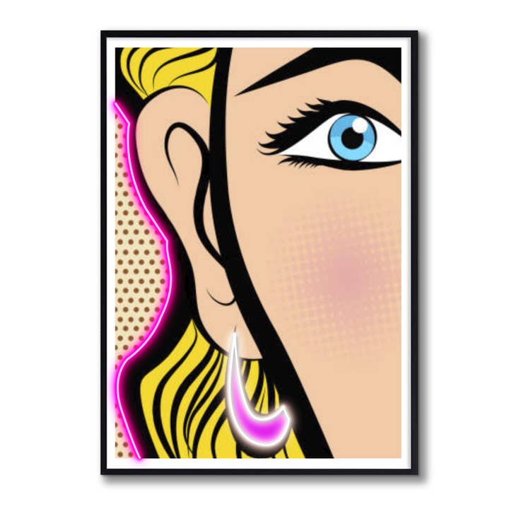 Pop-art neonvrouw op drumstel voor wholesale door Woooow Arte