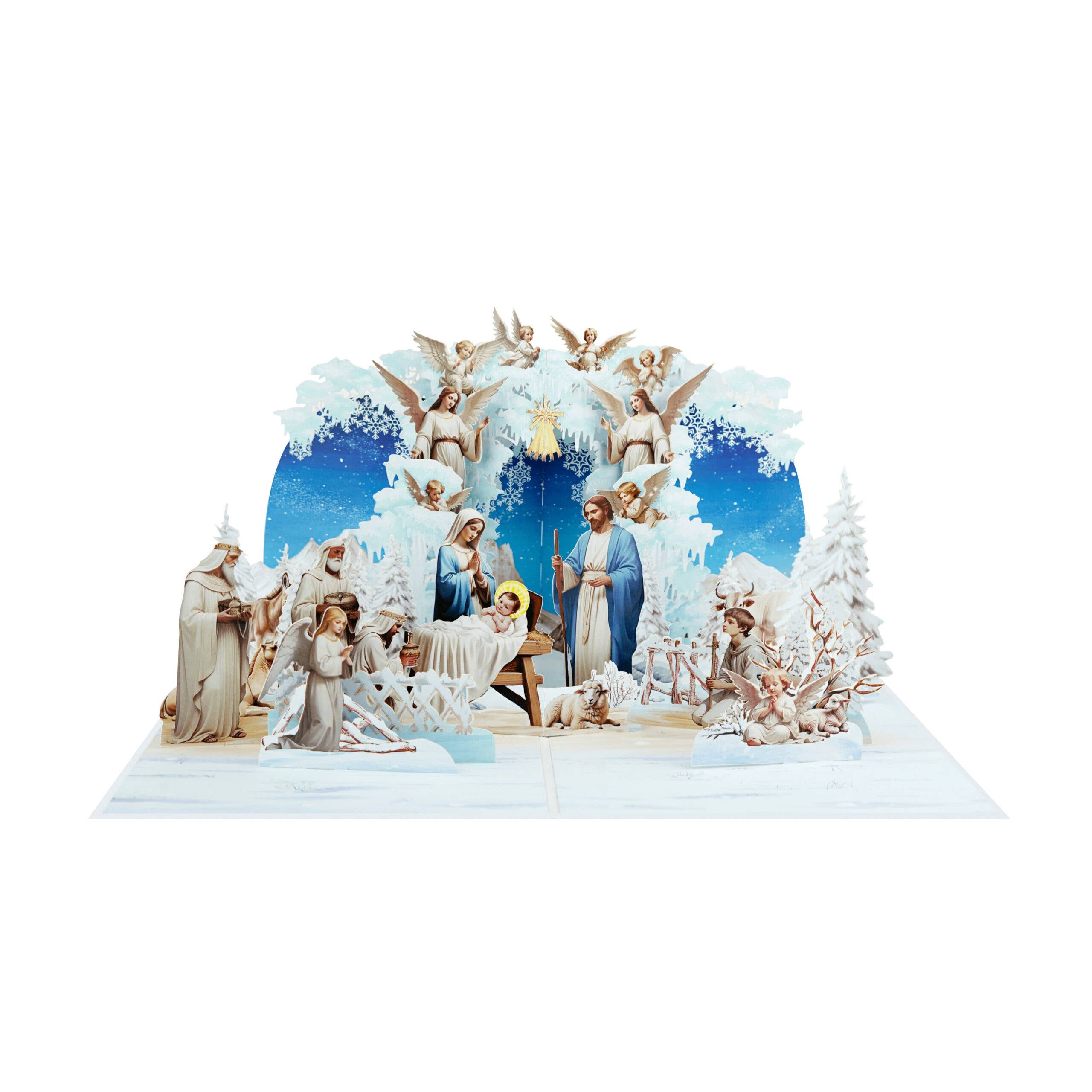 Wonder Paper Art – postal de agradecimento por atacado – Presépio Cartão Pop Up de Inverno – Cartão de Natal 3D1