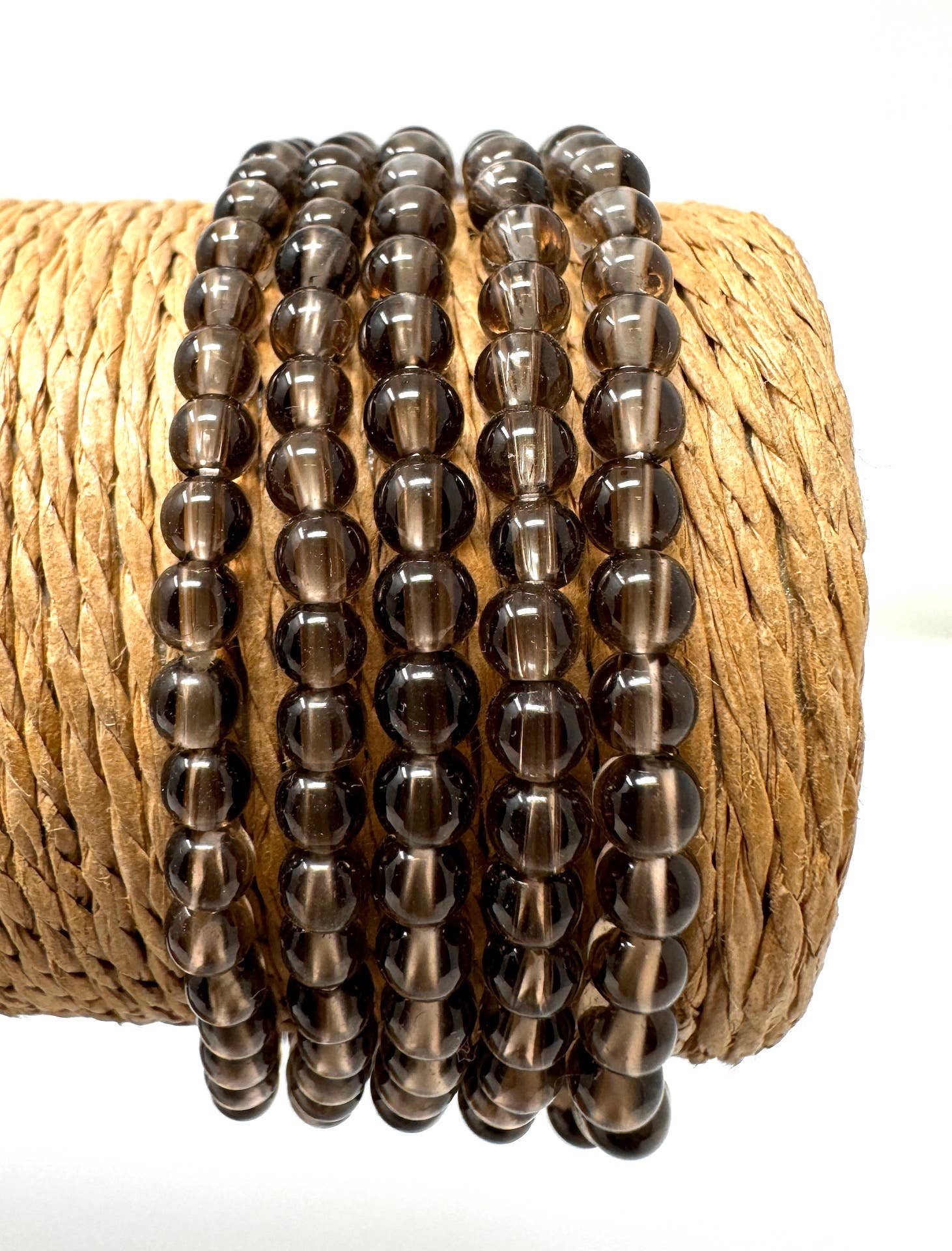 Now N Zen - Wholesale Beaded Bracelet - Smoky Quartz Gemstones Bracelet (Pack Of 5Pcs.) – 4mm0