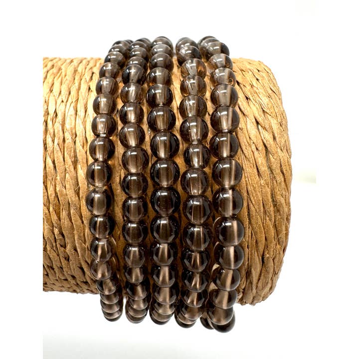 Now N Zen - Wholesale Beaded Bracelet - Smoky Quartz Gemstones Bracelet (Pack Of 5Pcs.) – 4mm