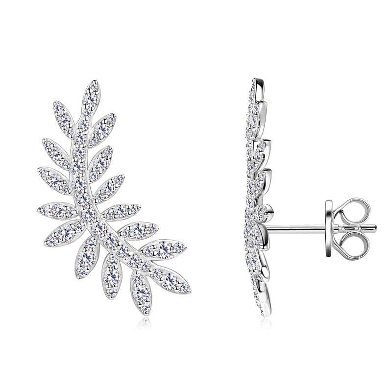 Perimade & Co. LLC - Wholesale Stud/Post Earrings - Moissanite Leaf Wedding Stud Earrings in 925 Sterling Silver5