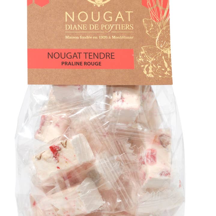 Red praline nougat, Cavalier kraft bag 175g for wholesale by Nougat Diane De Poytiers