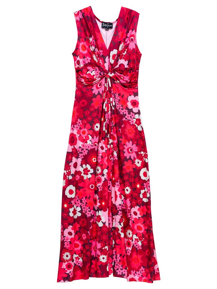 SIENNA Kleid Flower Power Burgunderrot für den Großhandel von Lesley Evers