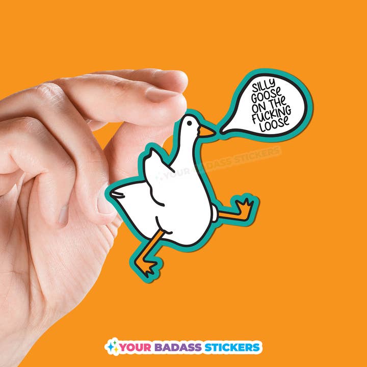 Silly Goose on The Loose Sticker Teal for wholesale by Your Badass Stickers