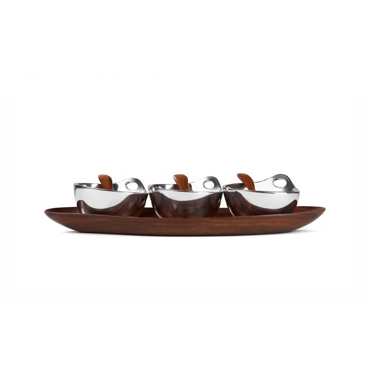 Nambe - Wholesale Condiment/Dip Bowl - Triple Condiment