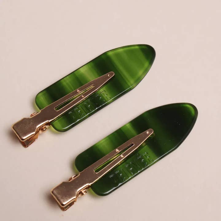 Peignee Paris - Wholesale Hair Clip - Women's - Emerald hair clips (pair)