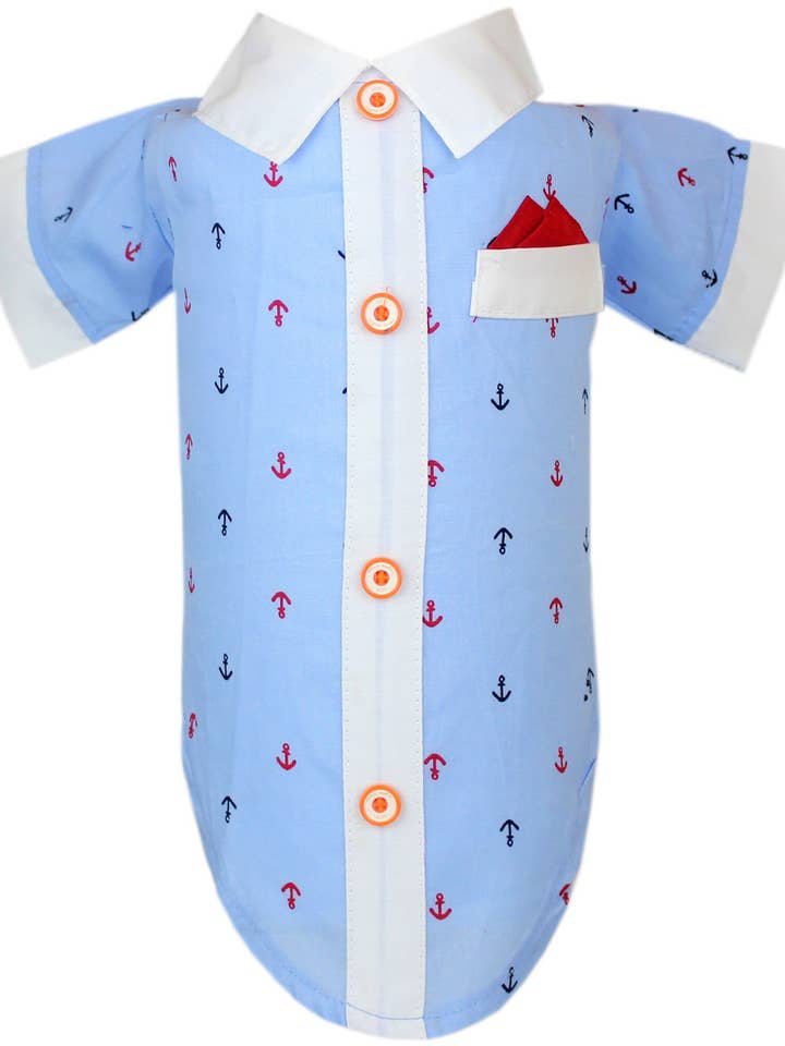 Anchor Shirt Blue – Nautical-Themed Dog Apparel for Pet for wholesale by Parisian Pet®