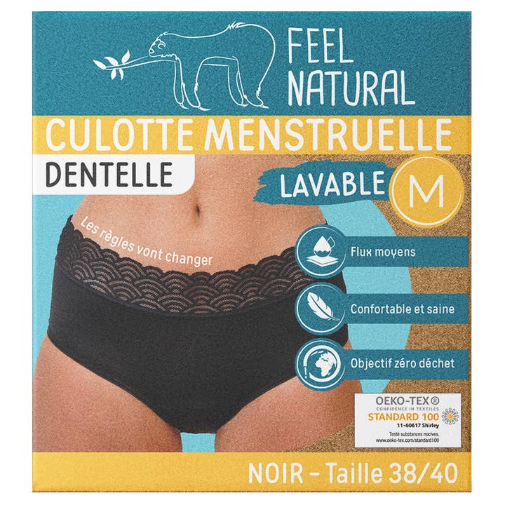 FRENCH TENDANCE - Wholesale Period Underwear - Women's - Washable and reusable lace menstrual panties BLACK2