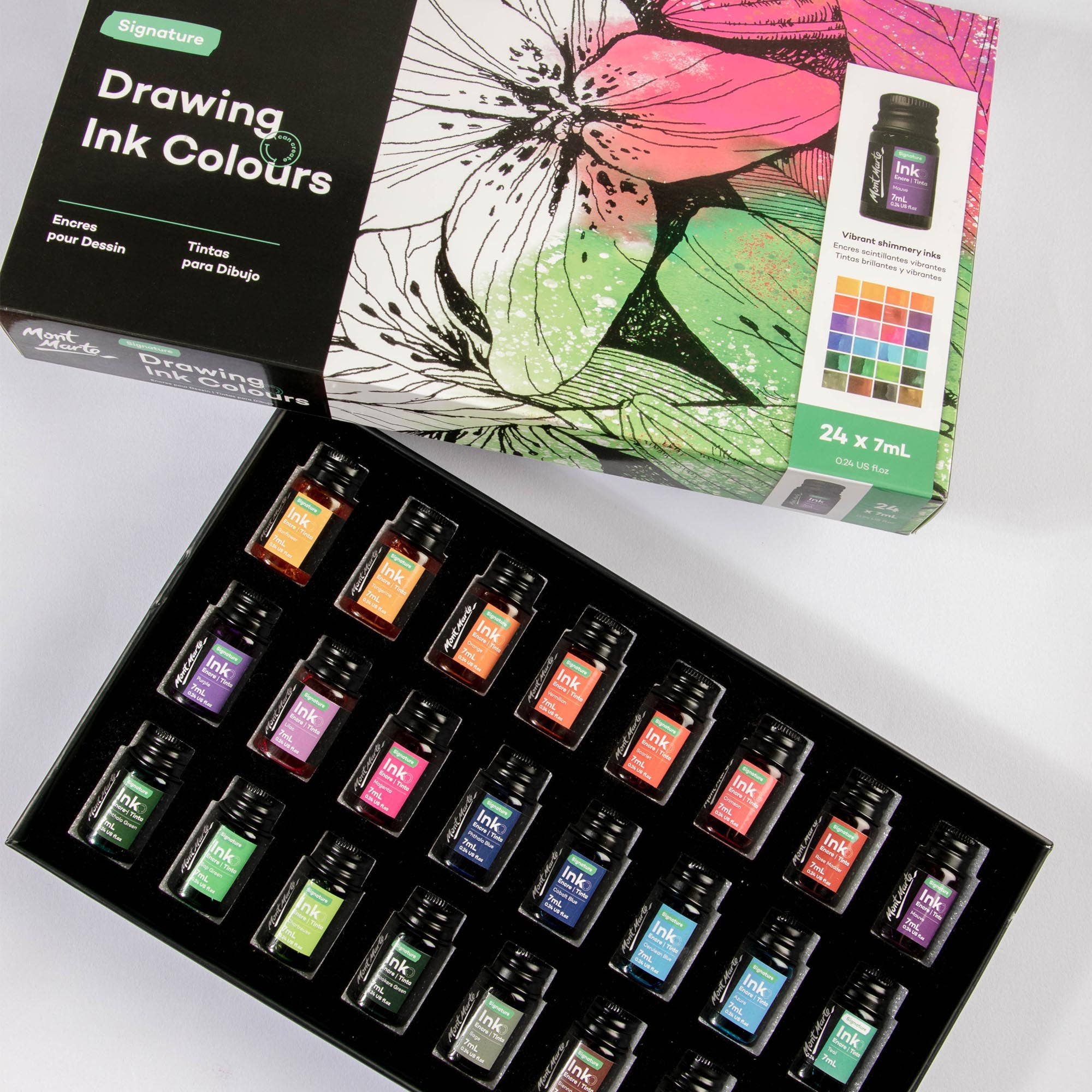 Mont Marte Usa, Inc. - Wholesale Ink Pad - Drawing Ink Colors Signature 24pc x 7ml (0.24 US fl.oz)3