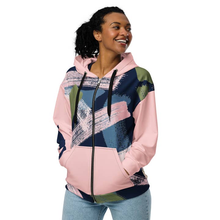 Zip-up hoodie - Brush Stripes for wholesale by M-EGVA