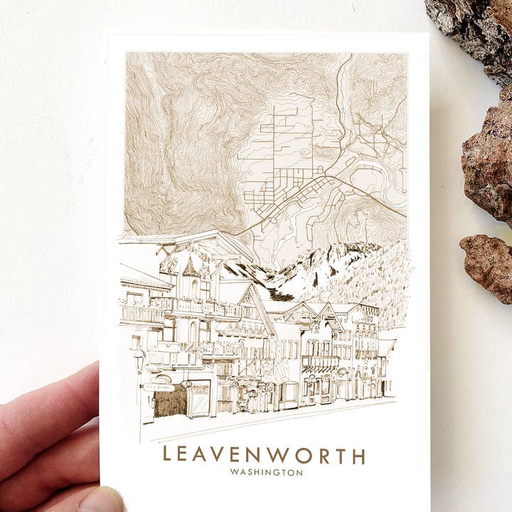 Mapa Topográfico de LEAVENWORTH Washington - Postal Estándar para venta al por mayor de Turn-of-the-Centuries