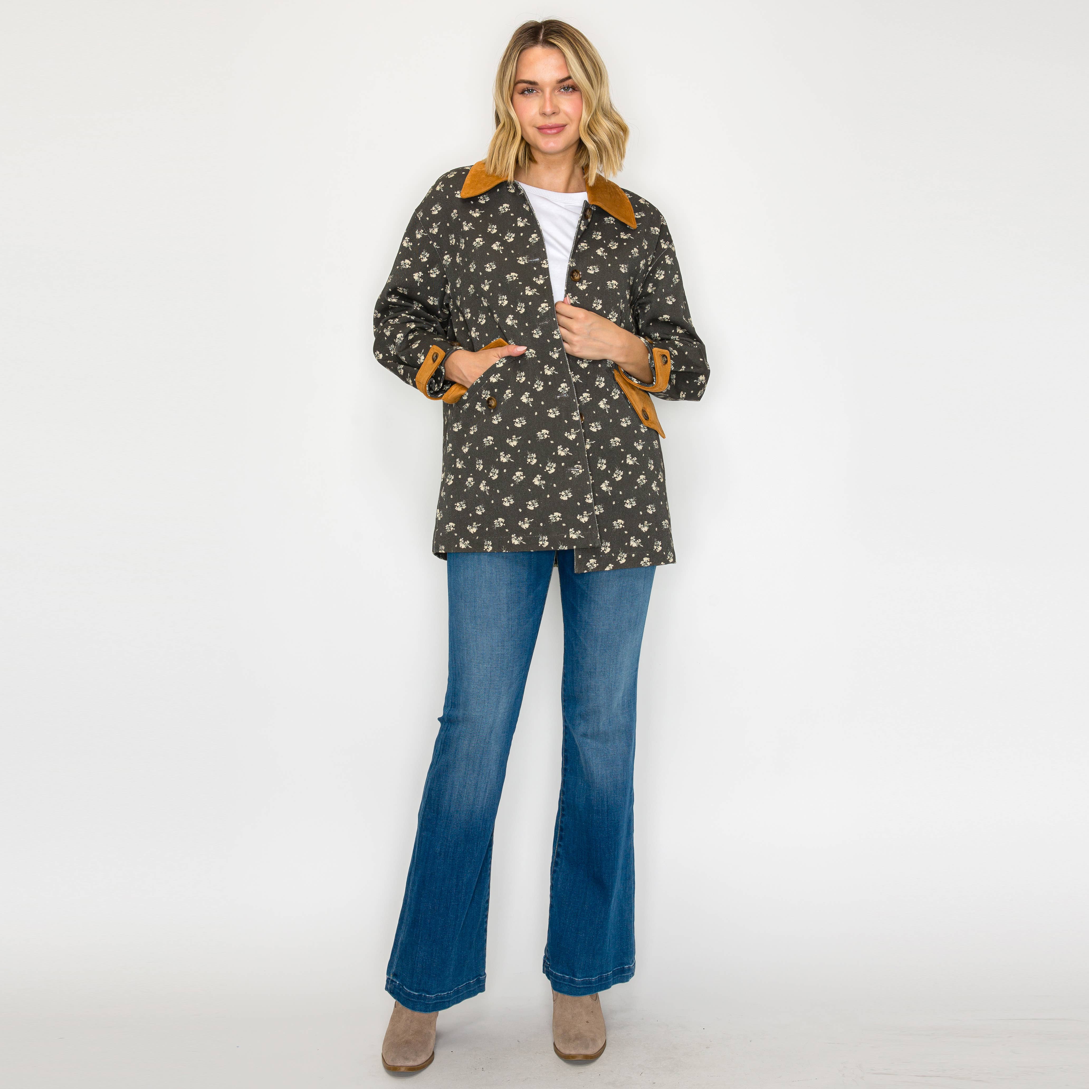 LoveWednesday – Blusão - Mulher por atacado – Casaco Acolchoado Floral Meadow Stroll - LWJ11598