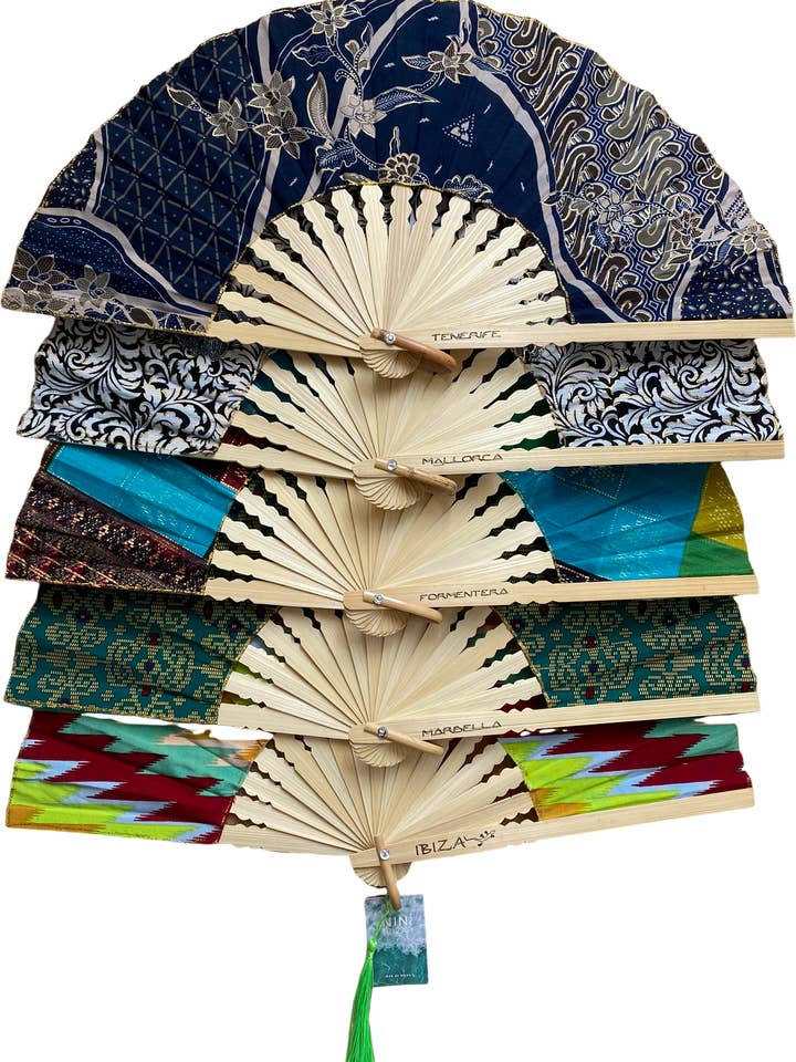 Houten waaier met kwastfranje, grote waaier van 28 cm voor wholesale door GIANIN