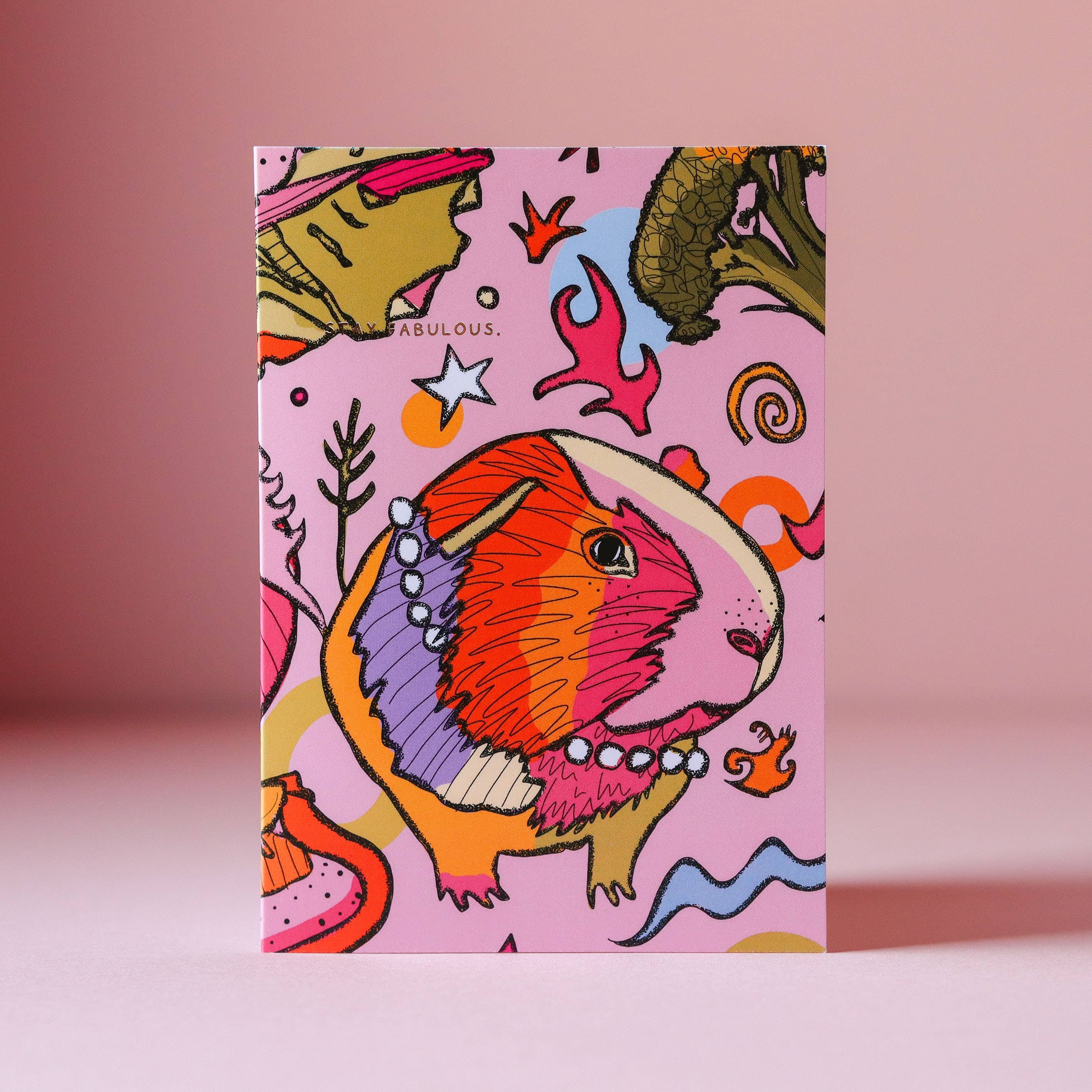 Freya Niamh - Venta al por mayor Tarjetas de felicitación - Tarjeta Pink Guinea Pig Stay Fabulous1