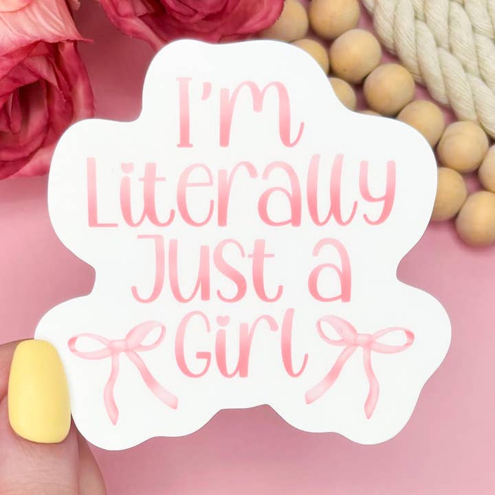 I'm Just a Girl Vinyl Sticker for wholesale by Pink Petal Paper Co