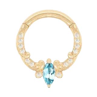 Coterie – London Blue Topaz – 14K Gold Clicker for wholesale by Piercing-zone