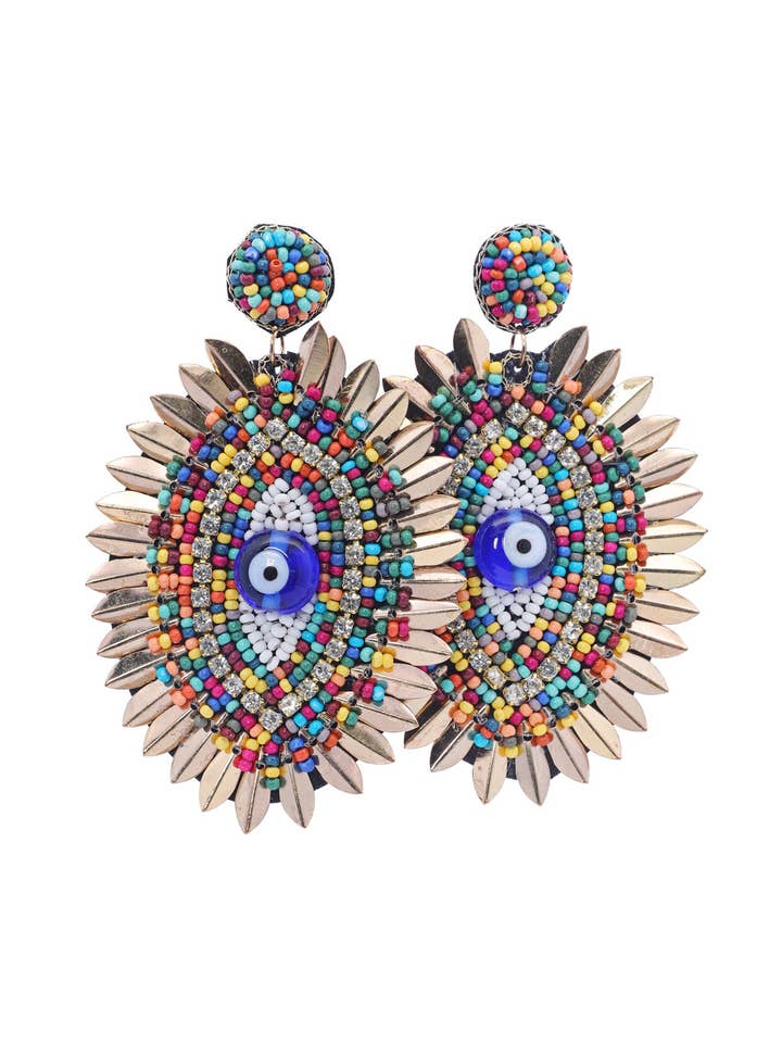 Evil Eye Bead Drop Earrings for wholesale by Urbanista Outlet