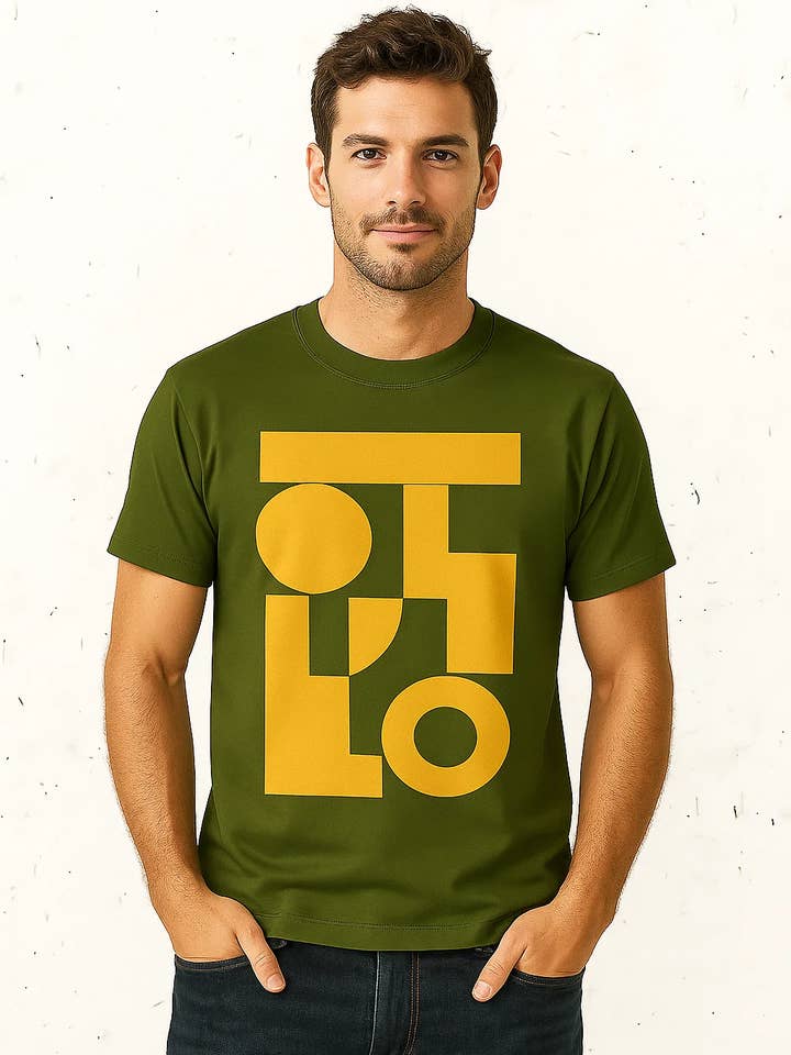 Herr T-shirt i olivgrönt med geometriskt mönster - Ledig T-shirt för wholesale av Zovater Incorporation