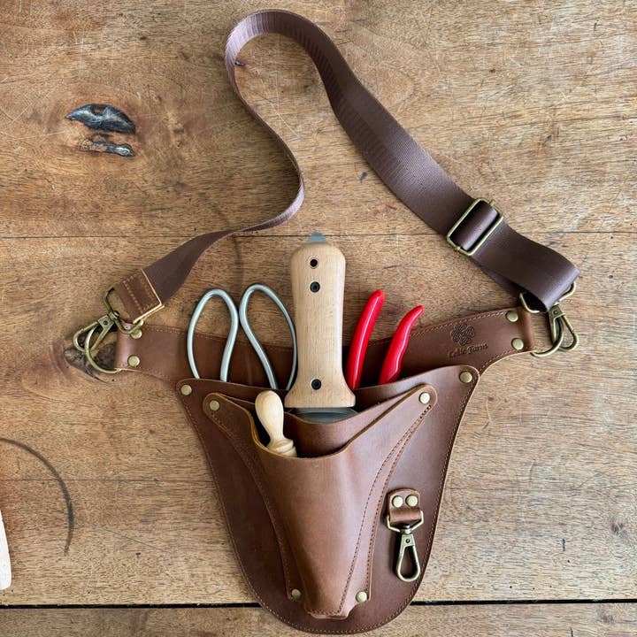 Ultimate Leather Garden Tool Belt & Holder - Extra Rivet Reinforced, Master Gardener Designed for wholesale by Celtic Farm LLC