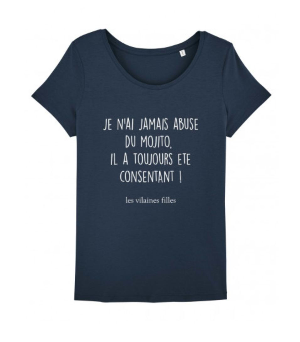 Les Vilaines Filles - Venta al por mayor Camiseta serigrafiada - Mujer - Camiseta de cuello redondo Abus de Mojito orgánico3