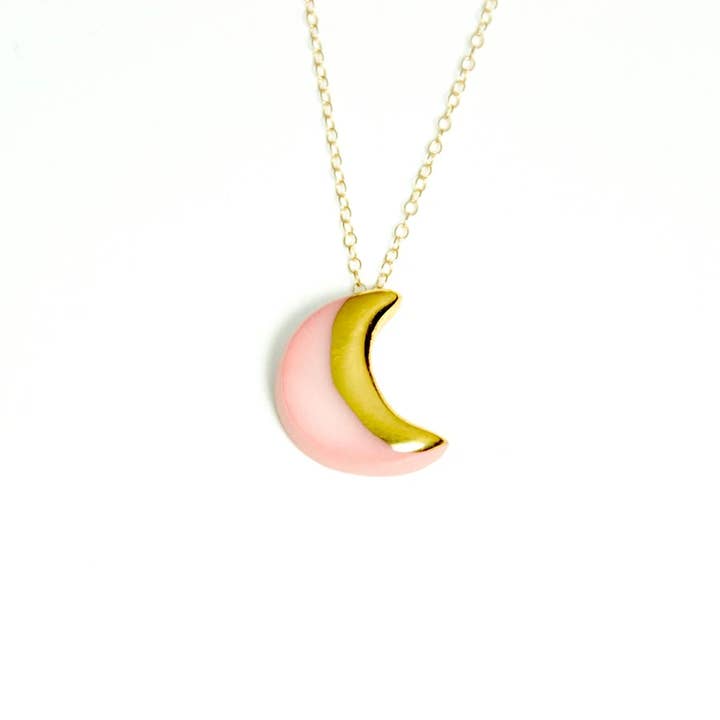 Small Crescent Moon Necklace for wholesale by DANU Ceramics