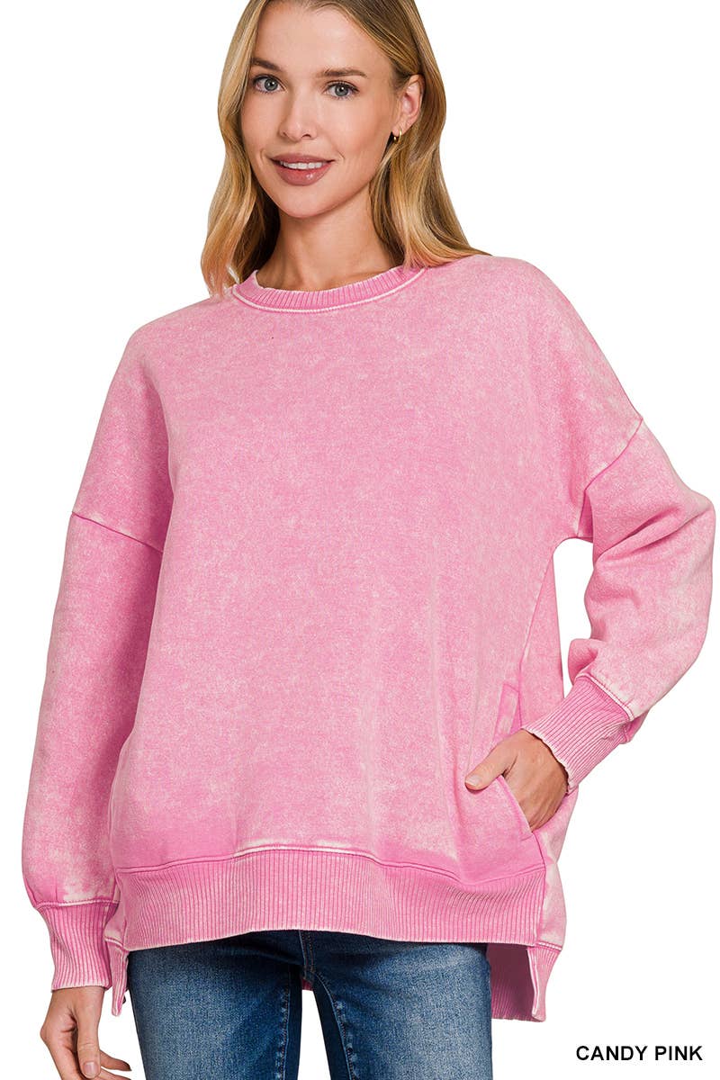 42POPS - Wholesale Sweatshirt - Women's - ',,, Fleece Hi Low Hem Pullover With Pockets73