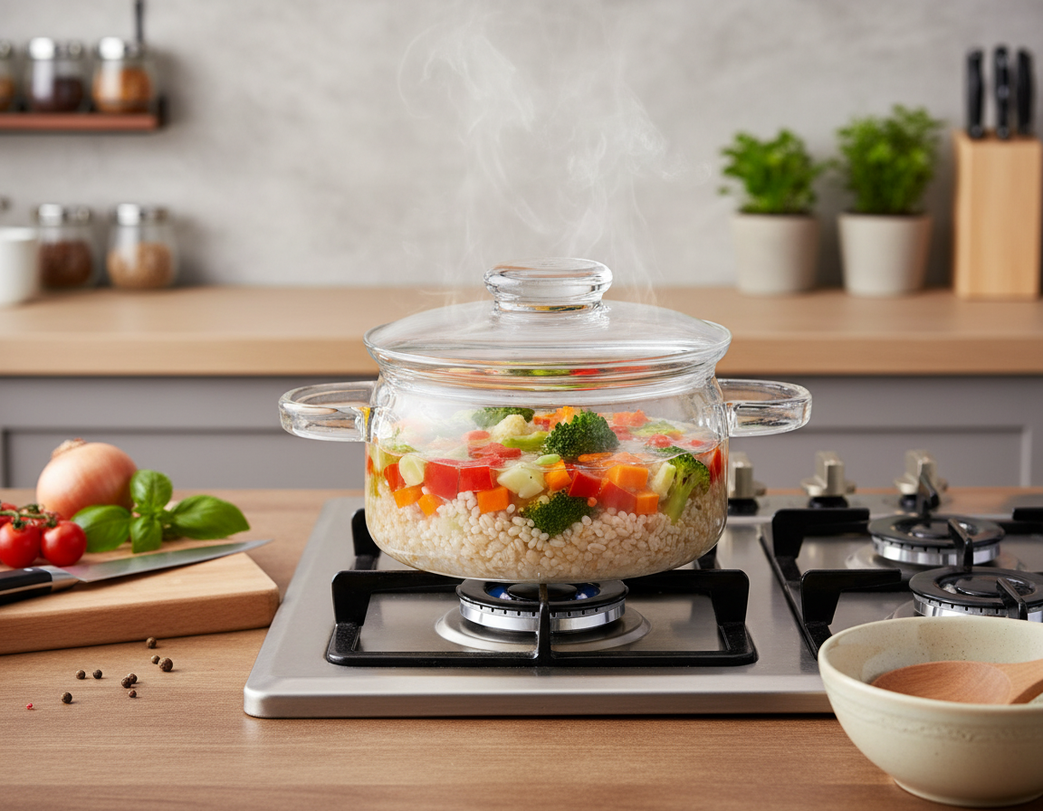 Kadra Kitchenware - Wholesale Cooking Pot - Simax - Nyko Clear Glass Pot, With Lid, 1L1