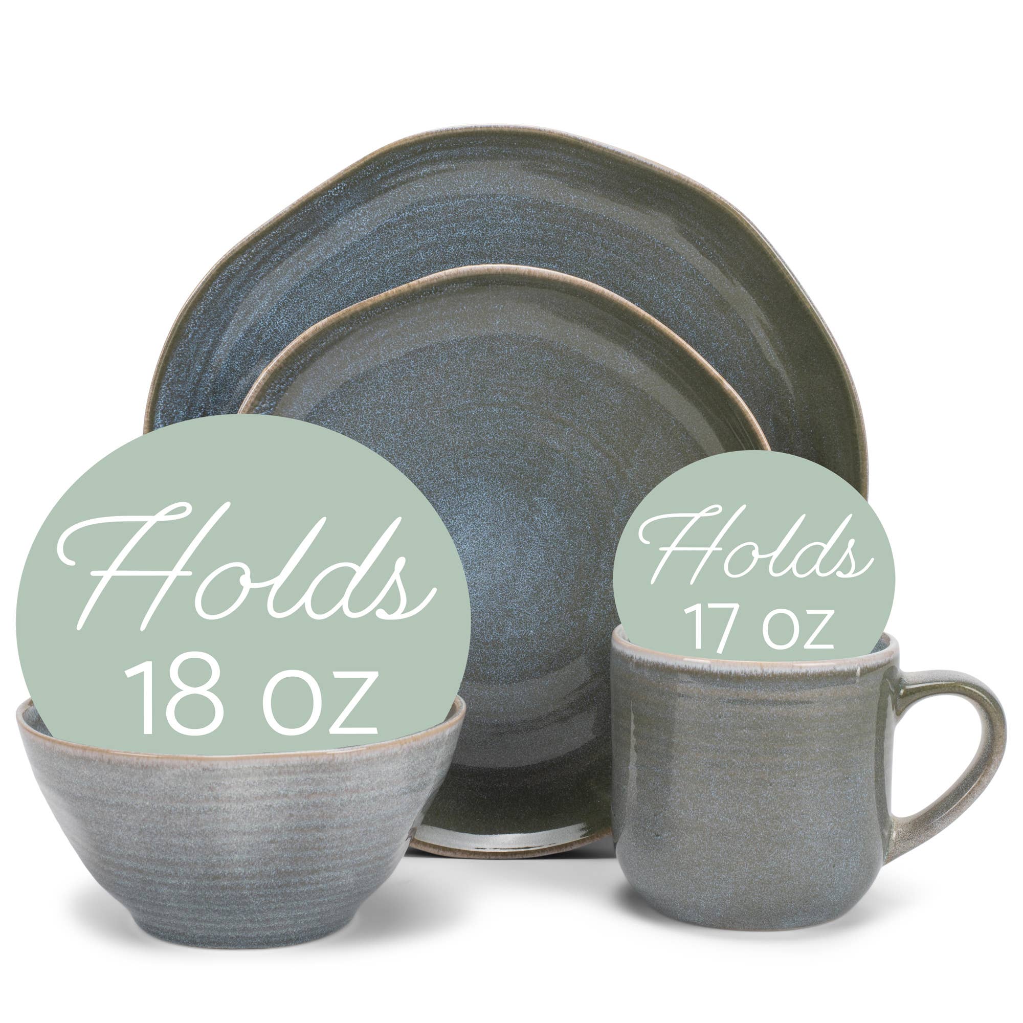 EAST AVENUE - Wholesale Dinnerware Set - 16 Pc. Dinner Set ReactiveGlaze Blue1