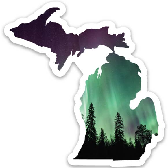 Autocollant Michigan Northern Lights pour la vente par June Apothicarie