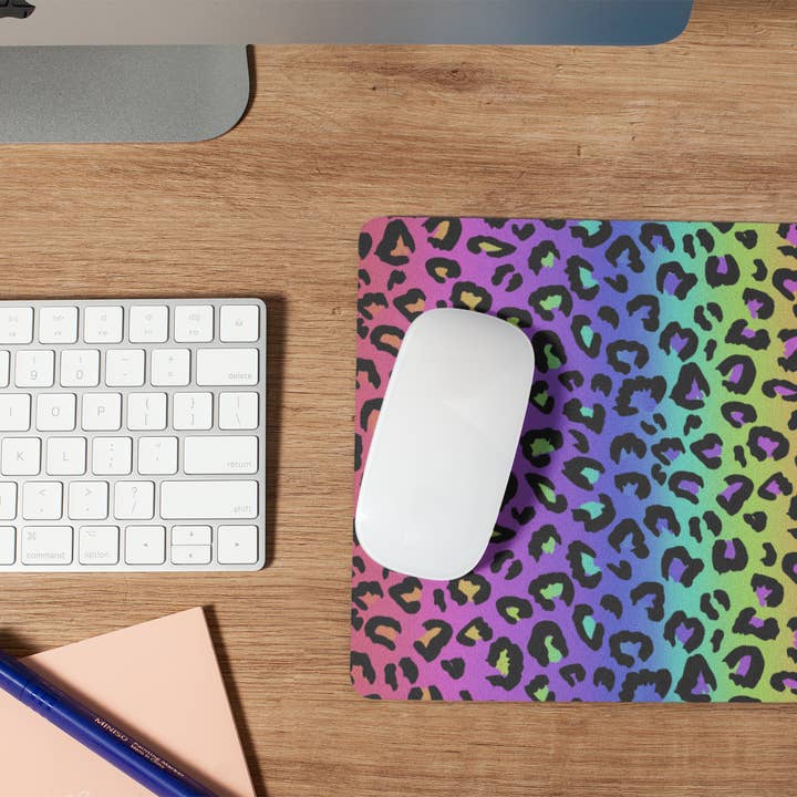 Rainbow Leopard Mouse Pad for wholesale by Livy Lou Designs + Co