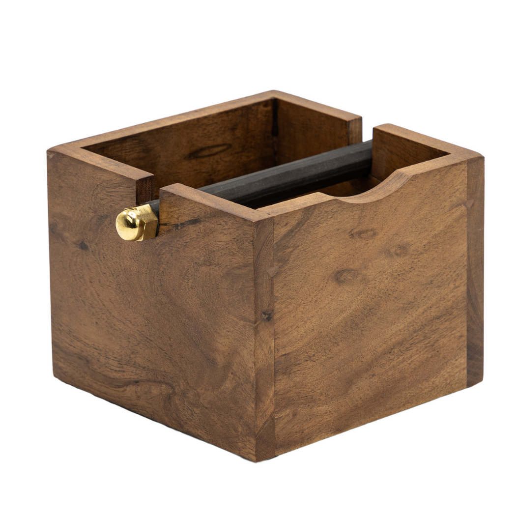 Brût Home and Glassware – Máquina de café expresso por atacado – Caixa para resíduos de café em madeira de acácia e latão | Caixa para pó de café1