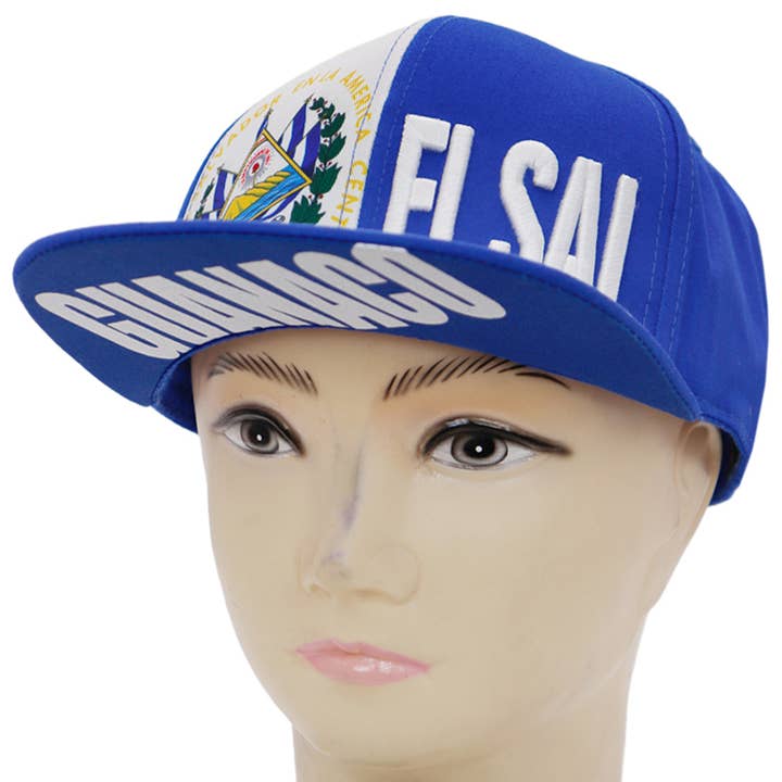 El Salvador Flag Split Guanaco Flat Bill Snapback for wholesale on Faire2