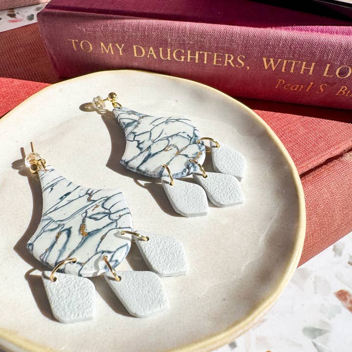 Anam Cara Clay Goods - Wholesale Dangle Earrings - Marbled Cherish Drop Earrings-Polymer Clay2