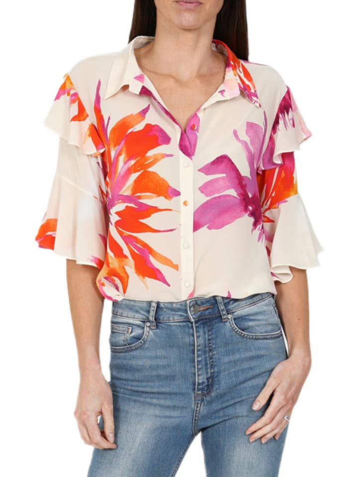 Peonie Bluse Lyserød Blomstret for engroshandel hos SIRENS