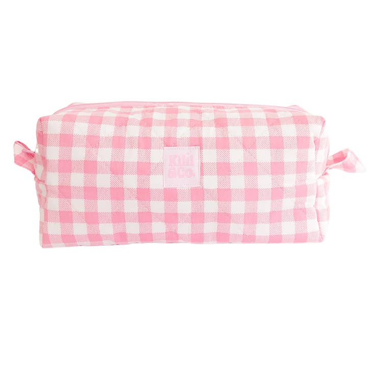 Kiki & Co. - Wholesale Make-up/cosmetic bag - Quilted Makeup Bag- Pink Gingham0