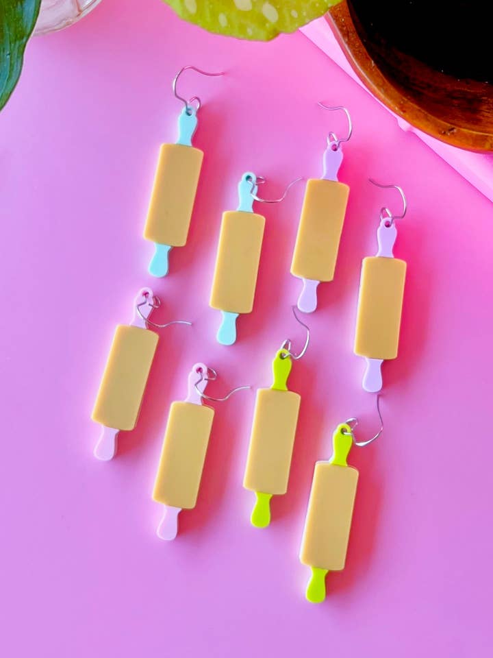 Rolling Pin Baking Earrings for wholesale by Victoria Essie Studio