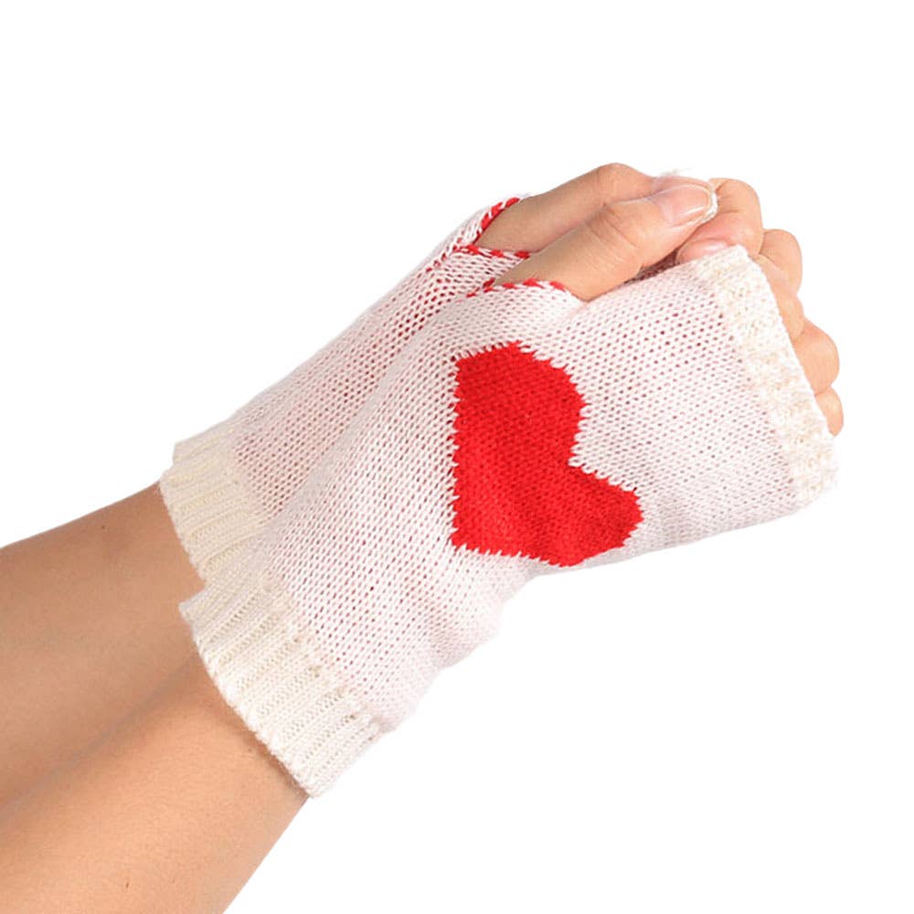 MKS America - Wholesale Gloves - Women's - Peach Heart Pattern Half-Finger Gloves4