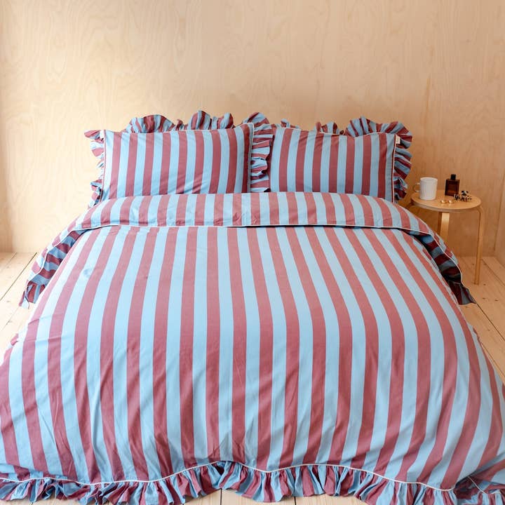 TBCo - Wholesale Duvet Cover - Cotton Duvet Cover in Blue & Red Stripe