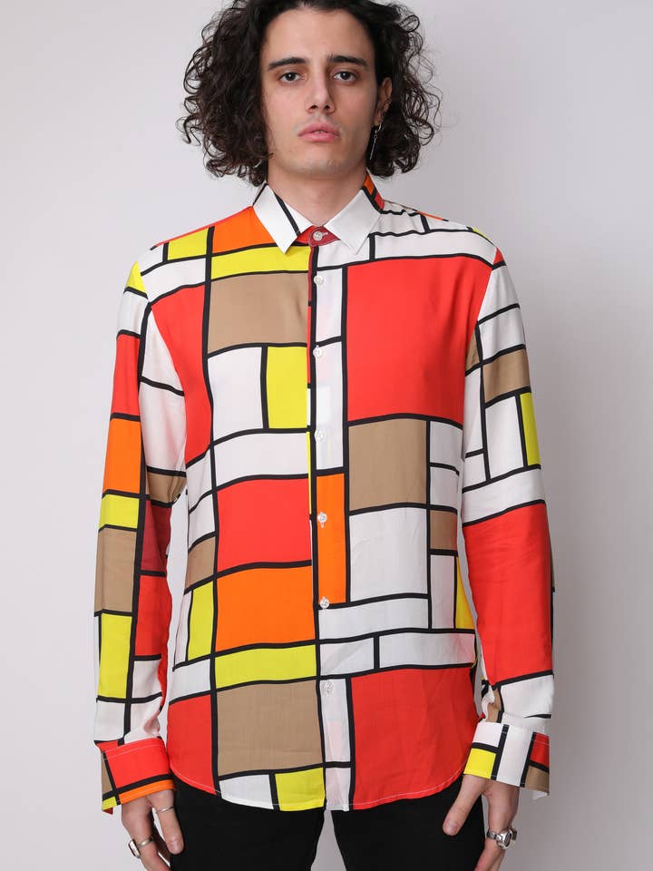 Camicia unisex 'GEOMETRY' per la vendita all'ingrosso da parte di Benevierre