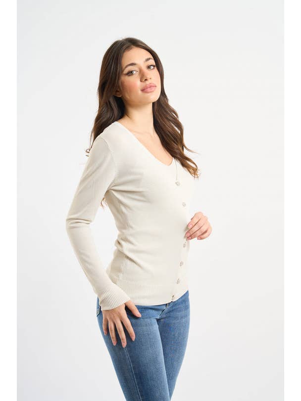 Indomina Italy - Wholesale Cardigan - Women's - Cardigan with Jewel Buttons2
