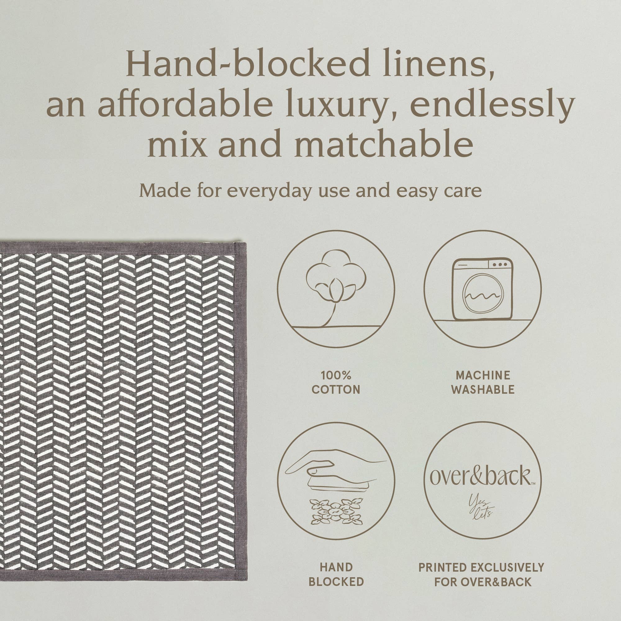 over&back - Wholesale Dinner & Cloth Napkin - Artisan Hand-Blocked Cloth Napkins – 100% Cotton – Set of 4 58