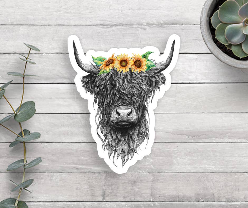 Expression Design Co - Wholesale Sticker - Highland Cow Vinyl Sticker